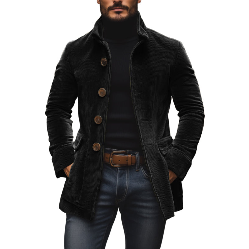 Matteo Manteau Homme – Manteau en Velours Côtelé avec Col Montant Élégant