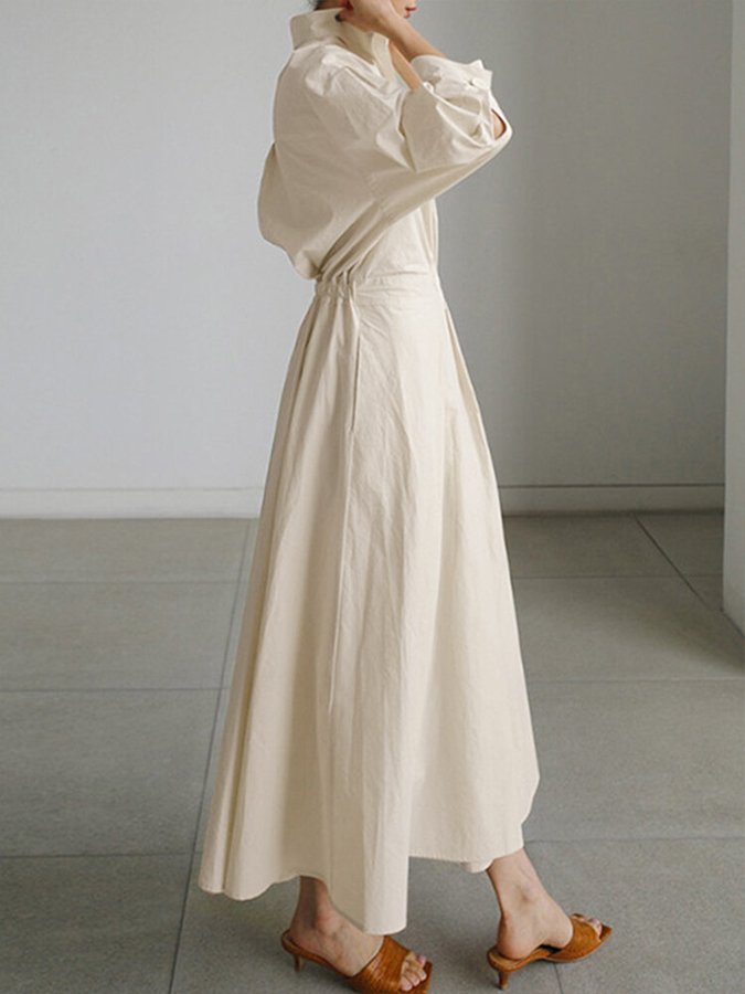 Sylviane Robe Midi Femme – Coupe Flatteuse, Boutons Raffinés & Style Intemporel