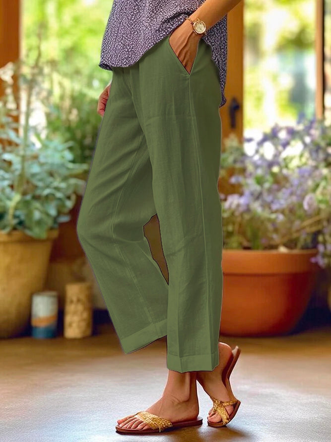 Skylar Pantalon Femme en Lin – Pantalon Ample et Léger au Style Décontracté Chic