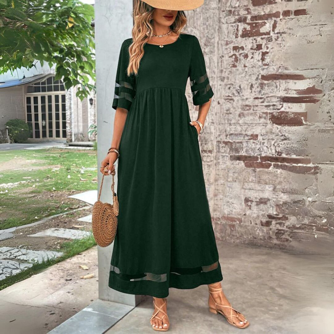 Katrina Robe Midi Empire – Robe Fluide Élégante au Confort Absolu