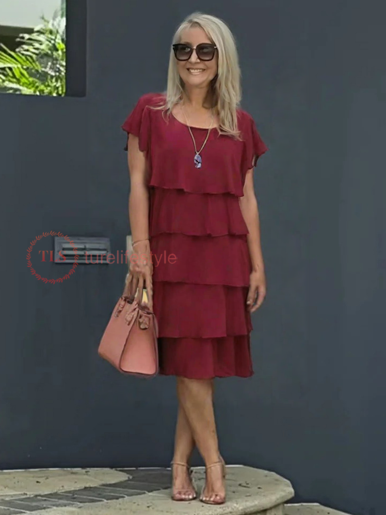 Maelys Robe Midi Femme – Robe en Chiffon Fluide à Volants Superposés & Élégance Intemporelle