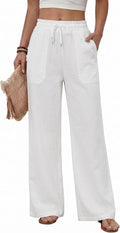 Sofia Pantalon Femme – Pantalon Droit Léger avec Taille Élastiquée, Cordon de Serrage et Poches