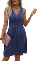 Janine Robe Femme Sans Manches – Col V Drapé avec Taille Marquée et Coupe Fluide