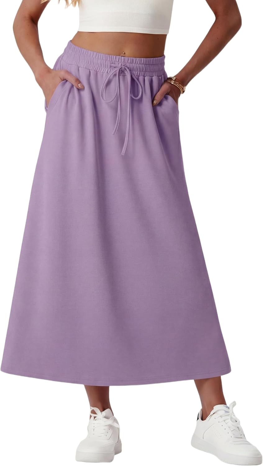 Faustine Jupe Maxi – Jupe Longue Taille Haute avec Poches en Mélange de Modal