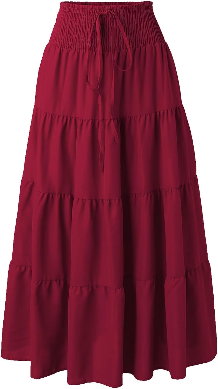 Éléna Jupe Maxi – Jupe Longue Bohème Convertible 2-en-1 Taille Smockée