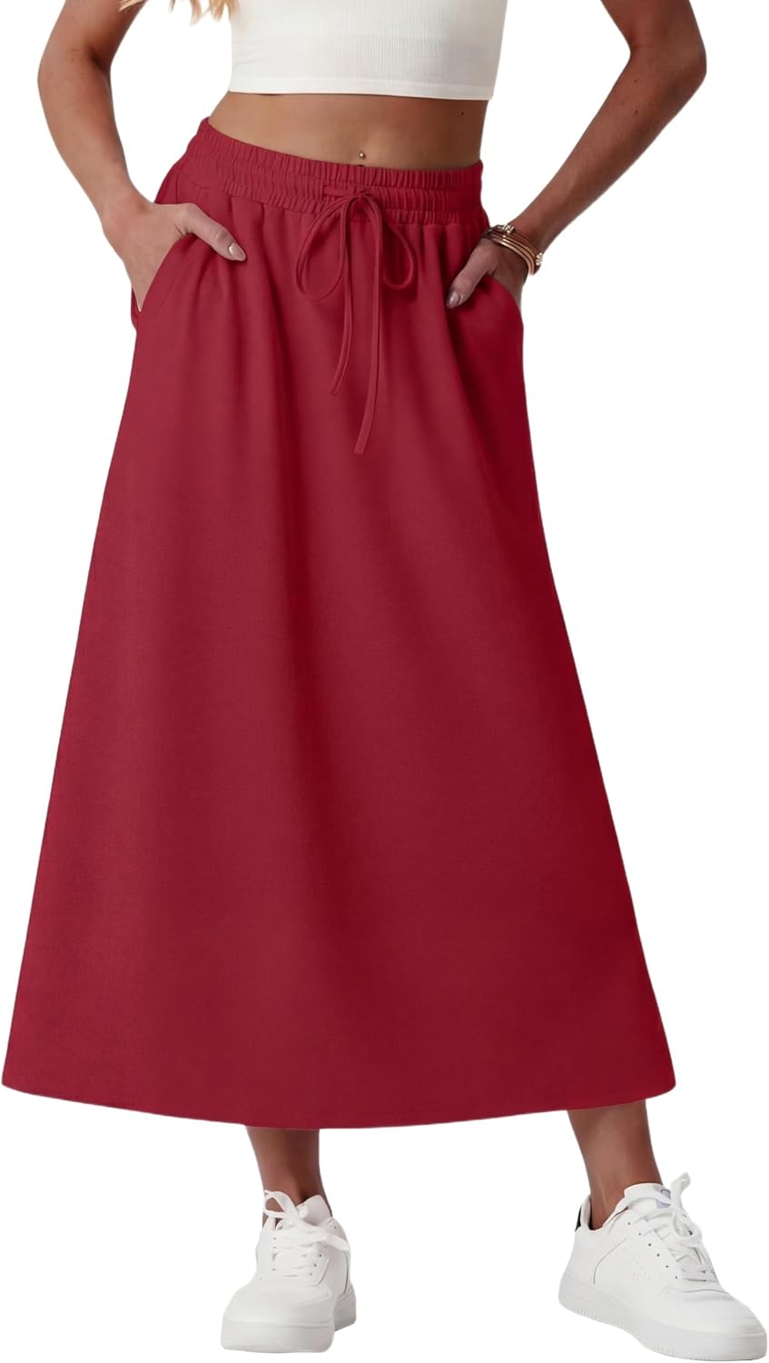 Faustine Jupe Maxi – Jupe Longue Taille Haute avec Poches en Mélange de Modal