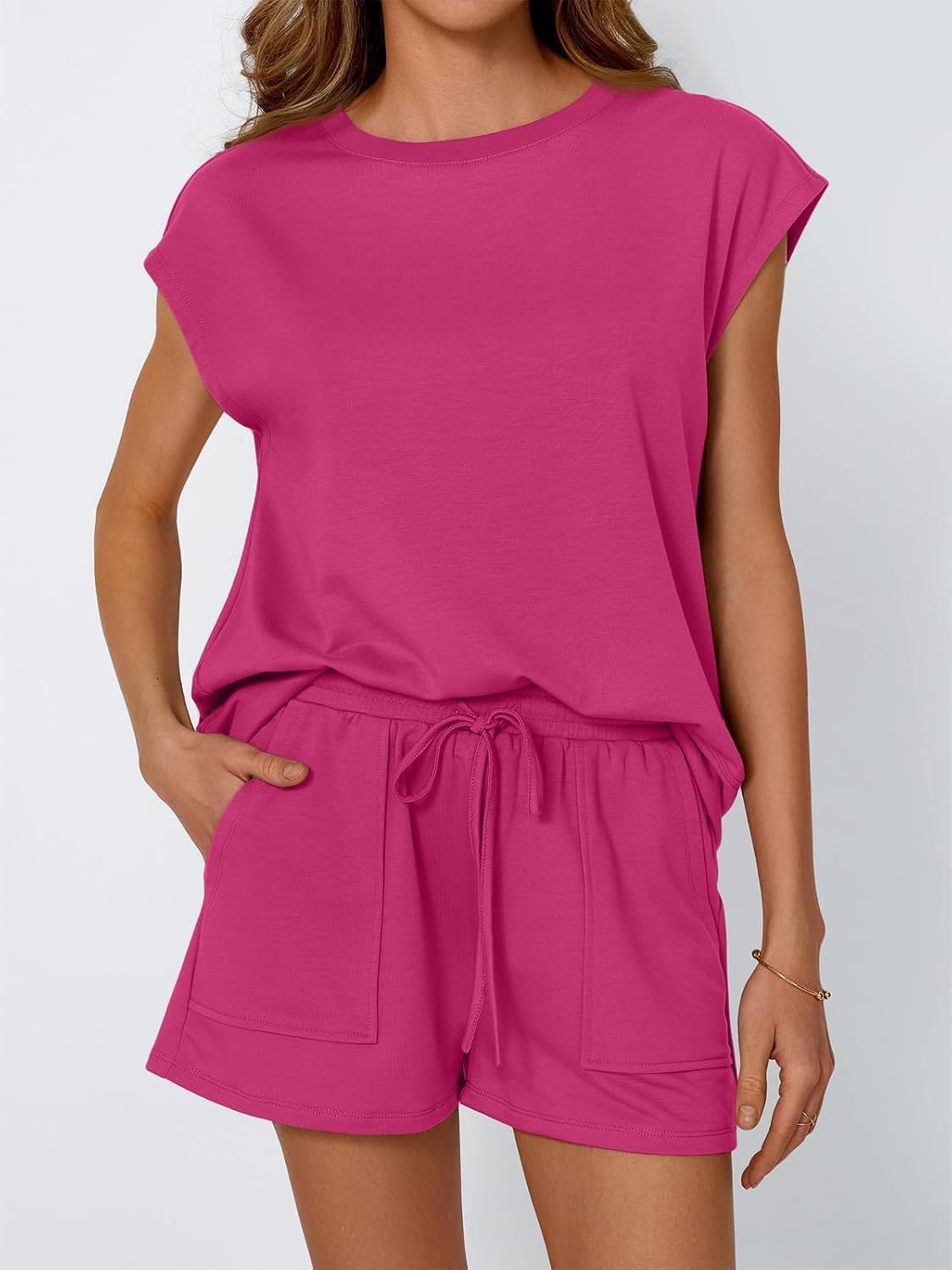 Isabelle Ensemble Lounge Femme – Set Deux Pièces avec Haut à Manches Capes et Short