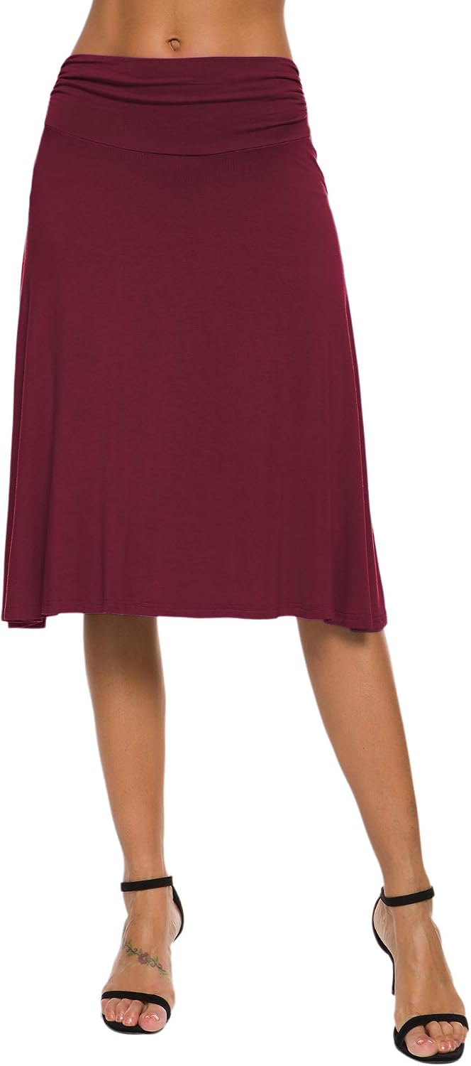 Isaline Jupe Trapèze – Jupe Midi Taille Élastique Élégante et Confortable