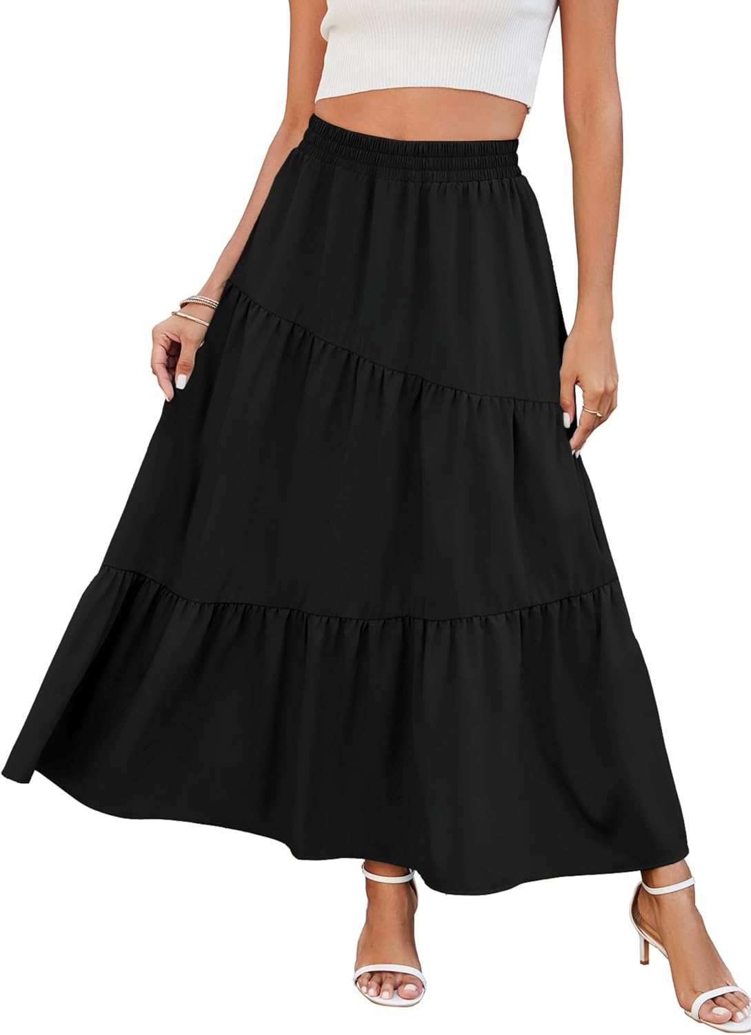 Séraphine Jupe Maxi – Jupe Longue Fluide Taille Haute avec Poches Style Bohème