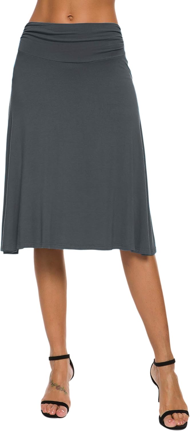 Isaline Jupe Trapèze – Jupe Midi Taille Élastique Élégante et Confortable