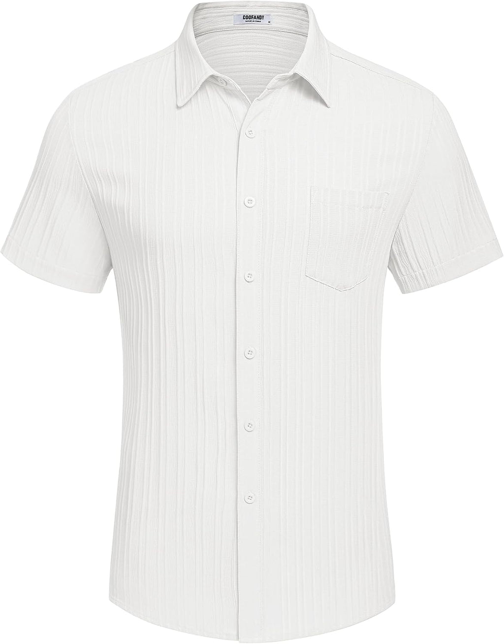 Bastien Chemise Homme – Chemise Texturée à Manches Courtes avec Poche