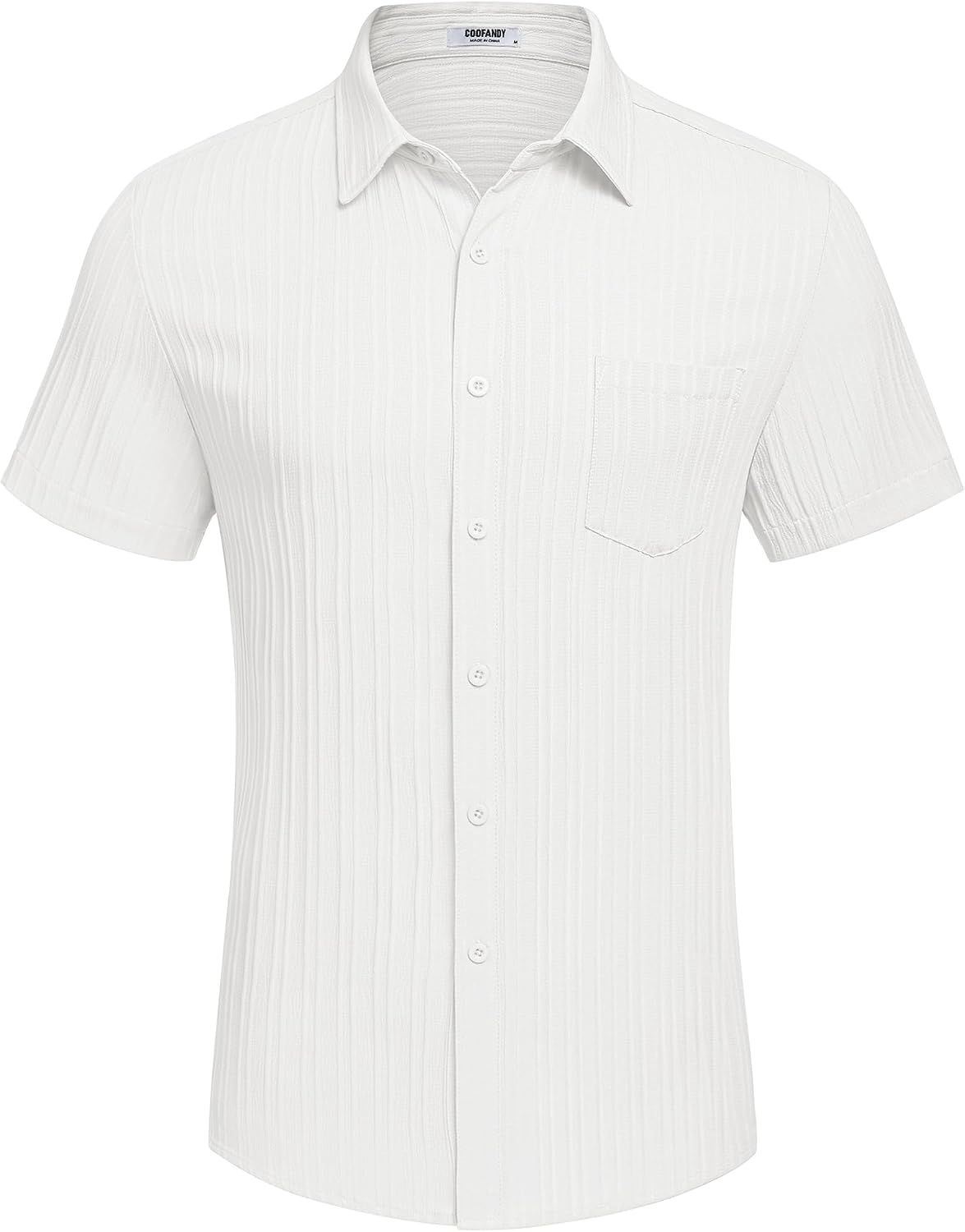 Bastien Chemise Homme – Chemise Texturée à Manches Courtes avec Poche