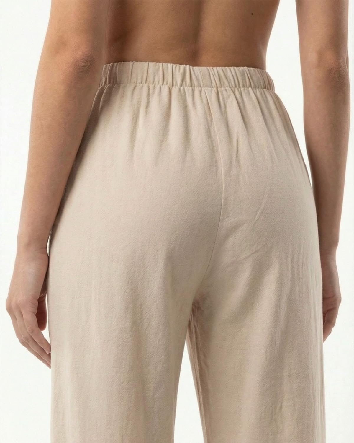 Valerie Pantalon Long en Lin – Pantalon Décontracté Grande Taille à Jambes Droites