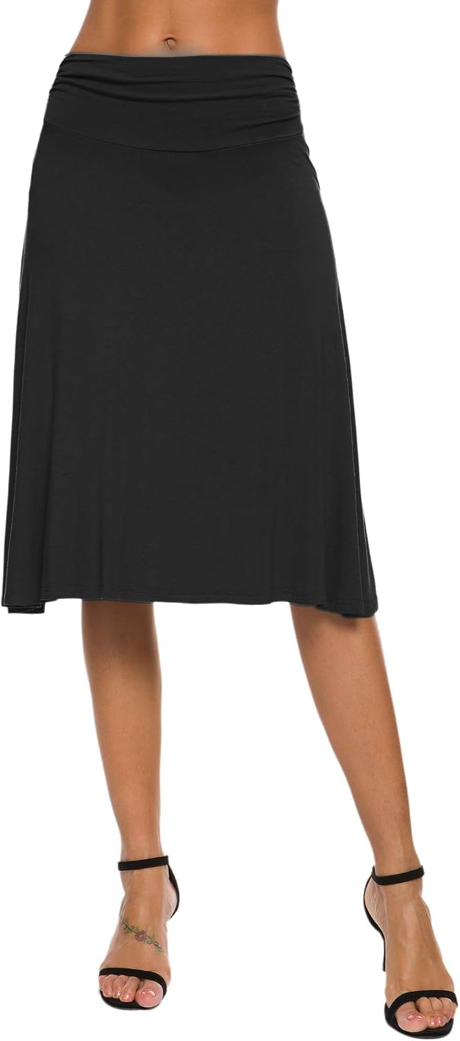 Isaline Jupe Trapèze – Jupe Midi Taille Élastique Élégante et Confortable