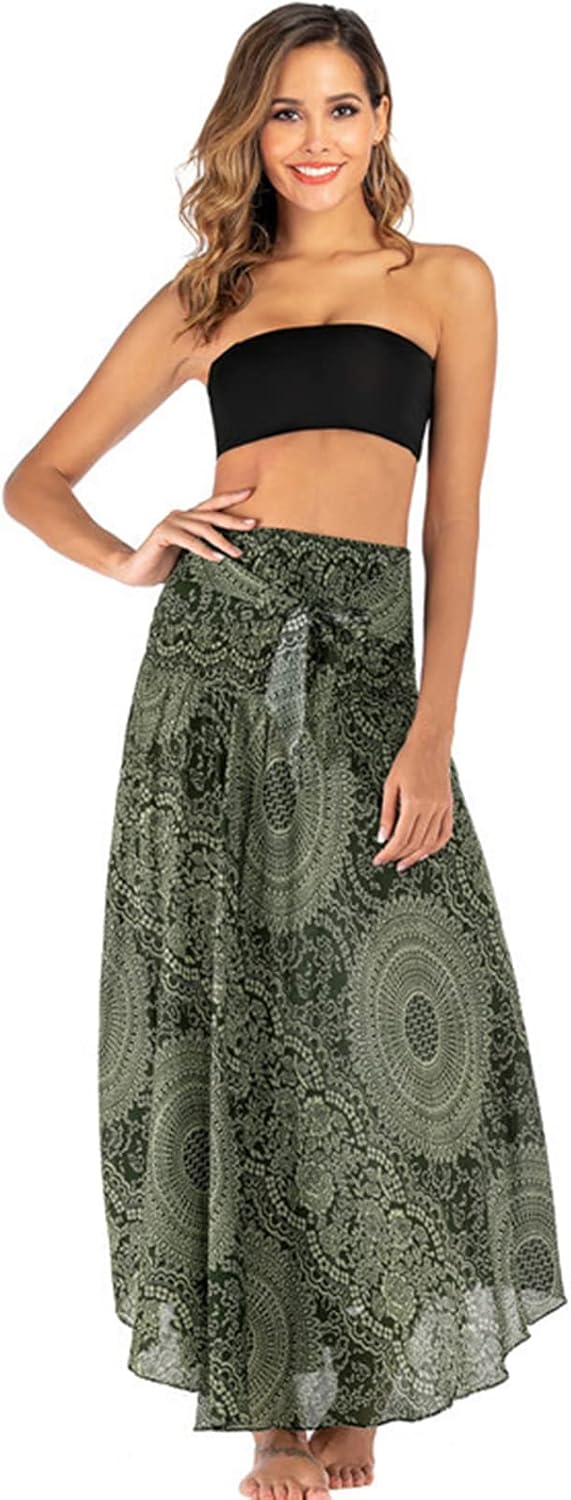 Mireille Jupe Maxi – Jupe Bohème Imprimée Convertible 2-en-1 en Viscose