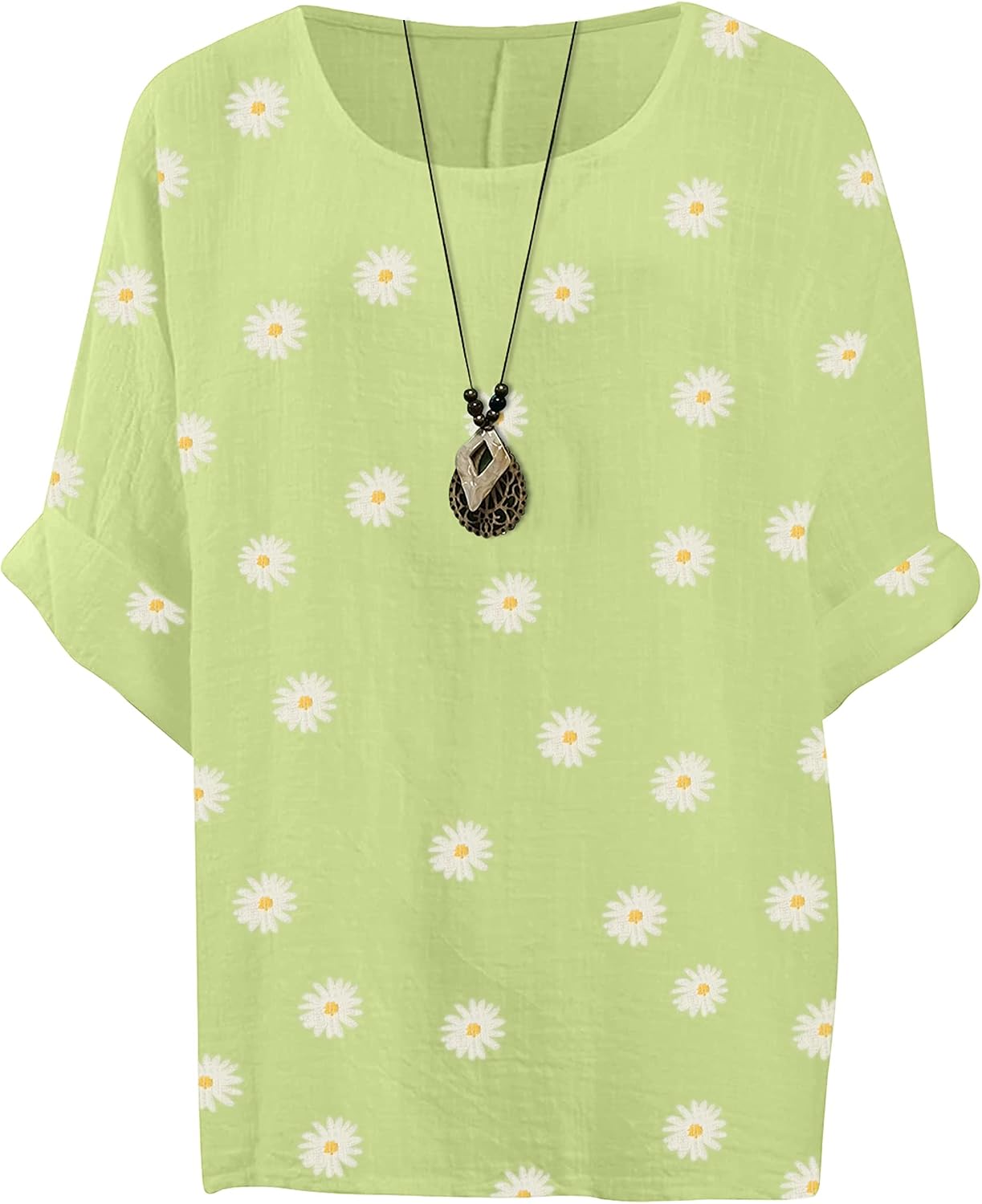 Giulia Haut Femme – Tunique Fleurie en Coton à Manches 3/4 et Coupe Ample