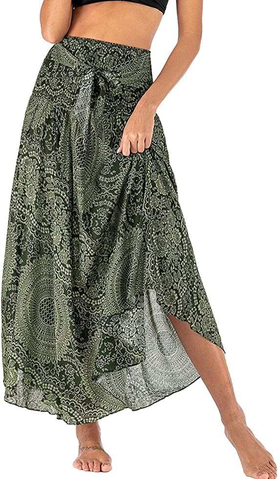 Mireille Jupe Maxi – Jupe Bohème Imprimée Convertible 2-en-1 en Viscose