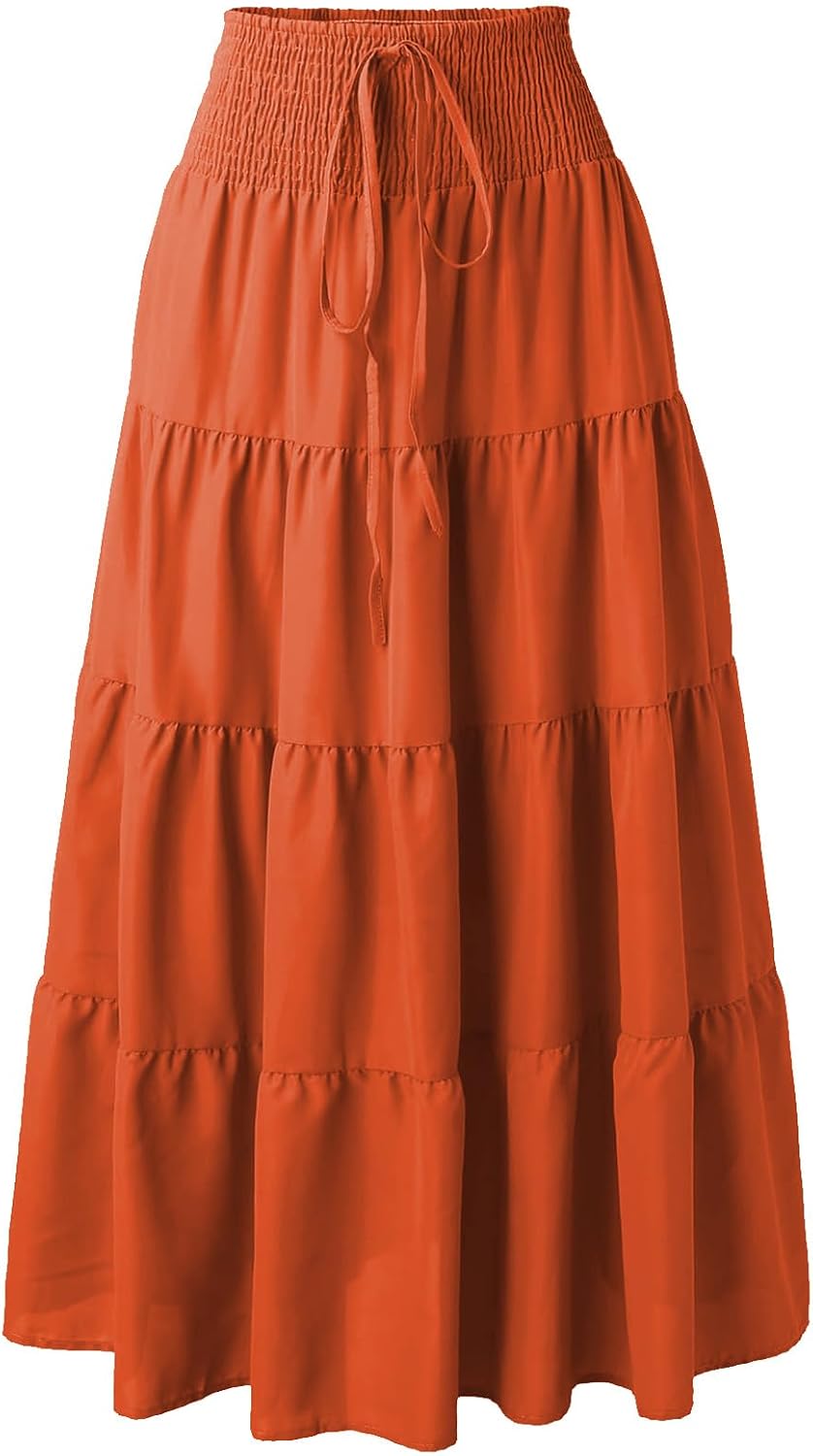 Éléna Jupe Maxi – Jupe Longue Bohème Convertible 2-en-1 Taille Smockée