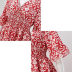 Charlotte Robe Femme Grande Taille – Robe Longue Fleurie à Col V avec Taille Élastiquée et Manches 3/4
