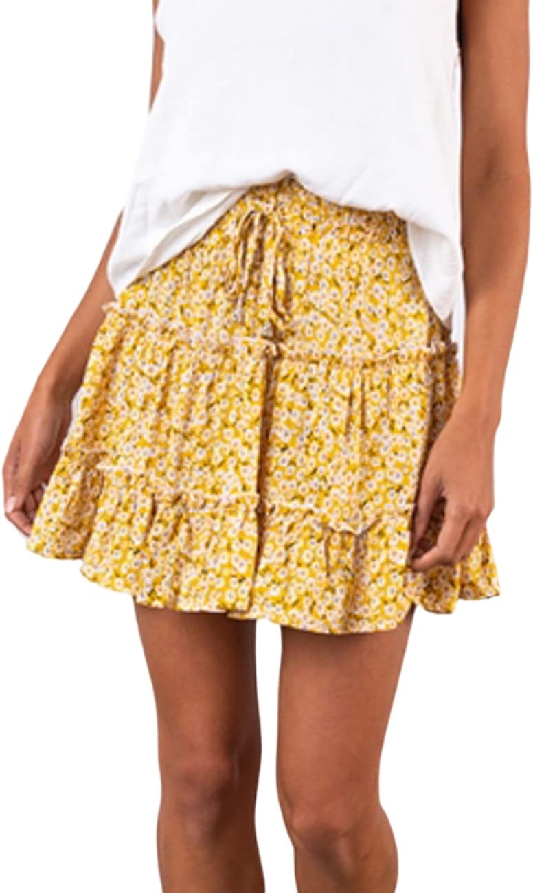 Capucine Jupe Mini – Jupe Courte Bohème Fleurie Taille Haute d'Été