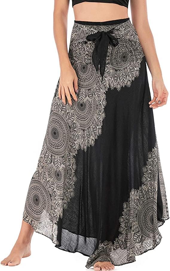 Mireille Jupe Maxi – Jupe Bohème Imprimée Convertible 2-en-1 en Viscose