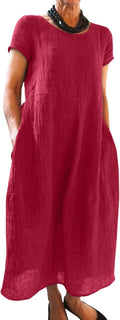 Aurore Robe Longue – Robe Bohème d'Été à Col Rond avec Poches