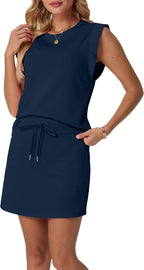 Clémence Ensemble Femme 2 Pièces – Haut à Manches Courtes et Jupe-Short avec Poches
