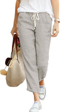 Michelle Pantalon 7/8 en Lin – Pantalon Léger et Décontracté pour l'Été