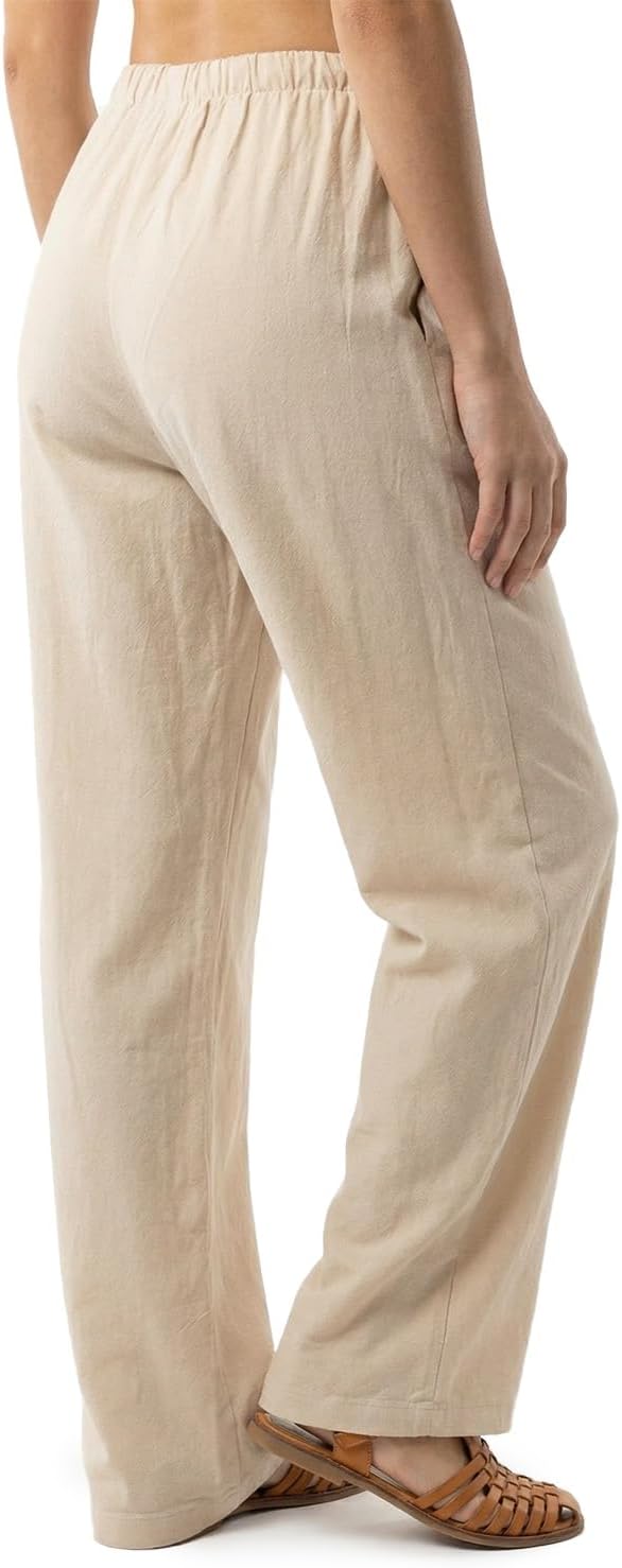 Valerie Pantalon Long en Lin – Pantalon Décontracté Grande Taille à Jambes Droites