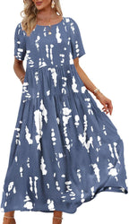 Camille Robe Longue Bohème Femme – Robe Maxi Fleurie Ample avec Poches