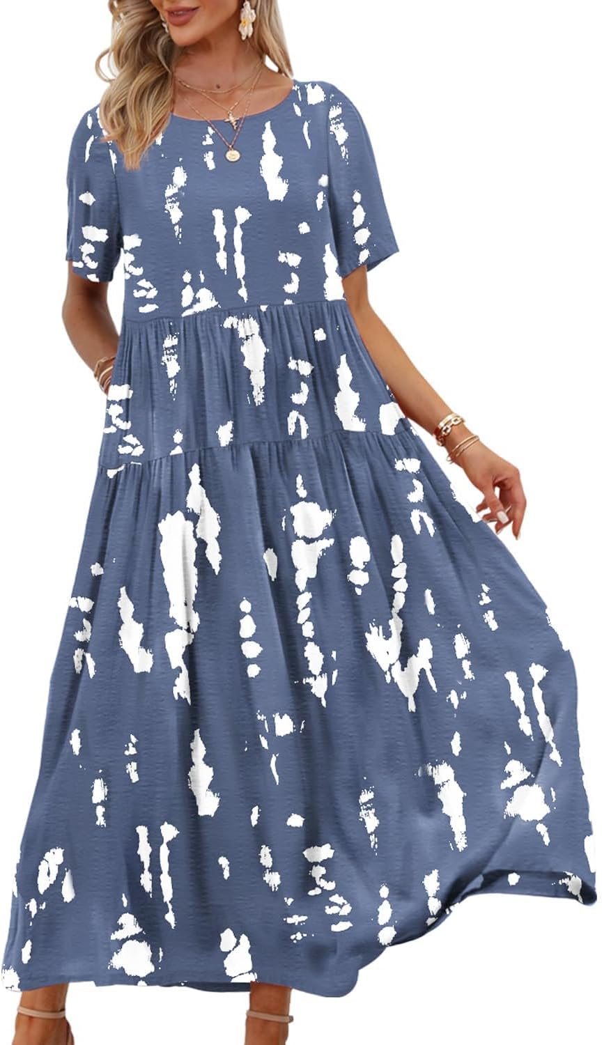 Camille Robe Longue Bohème Femme – Robe Maxi Fleurie Ample avec Poches