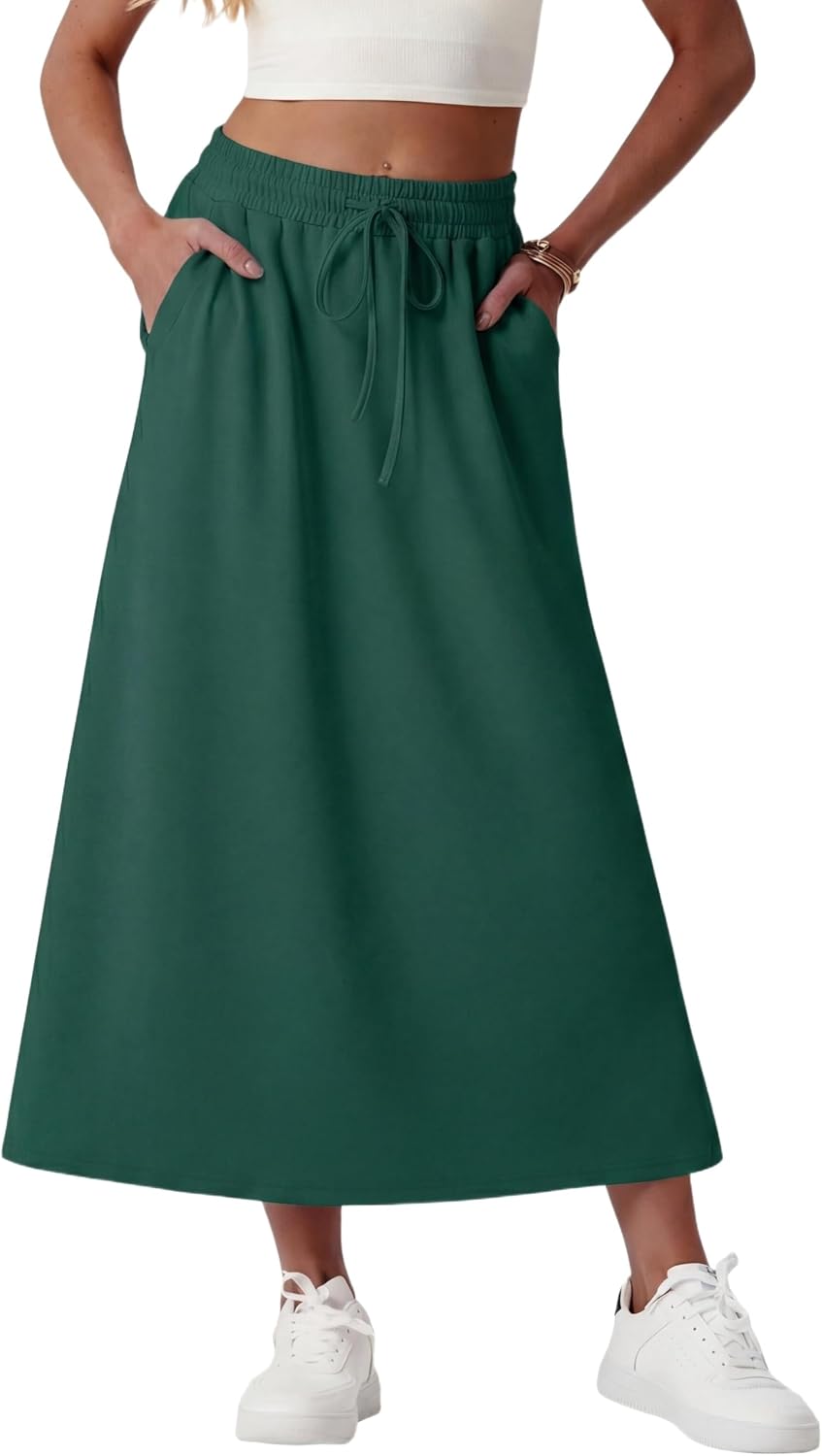 Faustine Jupe Maxi – Jupe Longue Taille Haute avec Poches en Mélange de Modal