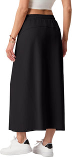 Faustine Jupe Maxi – Jupe Longue Taille Haute avec Poches en Mélange de Modal