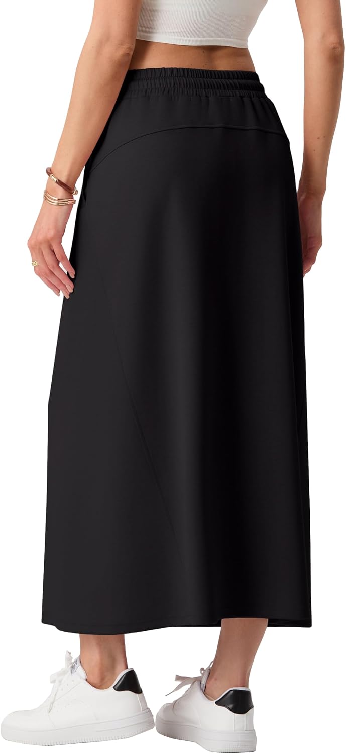 Faustine Jupe Maxi – Jupe Longue Taille Haute avec Poches en Mélange de Modal