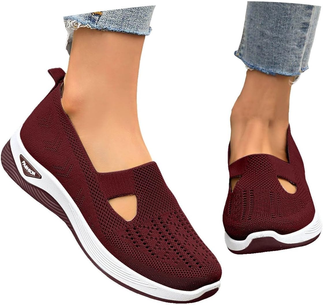 Cyrielle Chaussures Femme Respirantes – Baskets Légères à Enfiler avec Soutien de la Voûte Plantaire