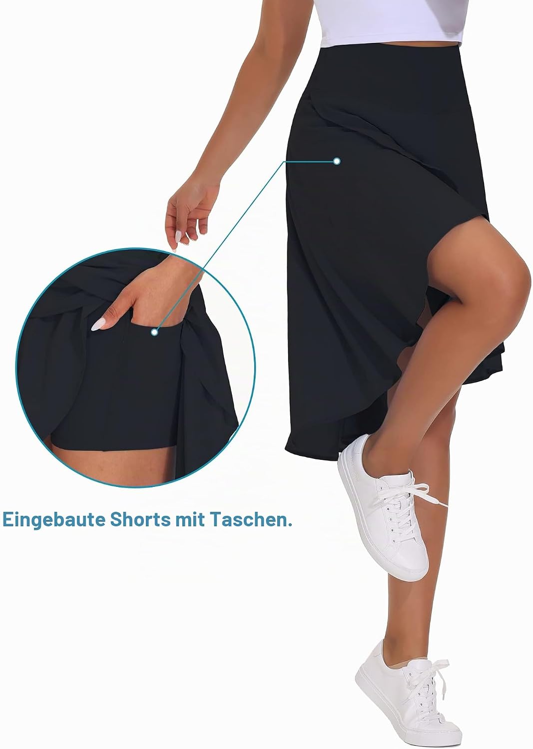 Soléna Jupe-Short – Jupe Asymétrique Taille Haute avec Short Intégré
