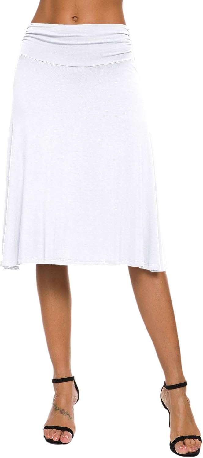 Isaline Jupe Trapèze – Jupe Midi Taille Élastique Élégante et Confortable