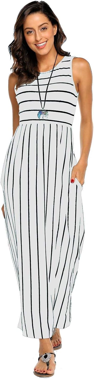 Victoire Robe Femme – Robe Longue Bohème Sans Manches avec Poches