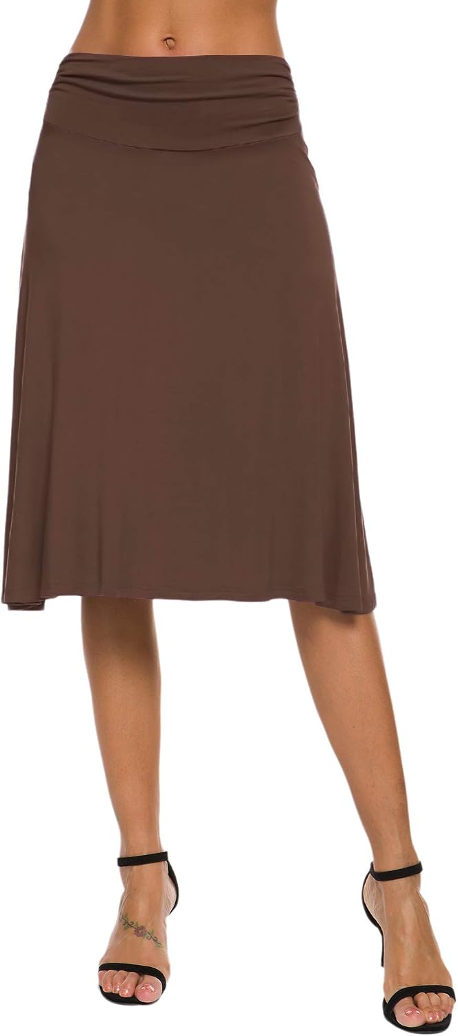 Isaline Jupe Trapèze – Jupe Midi Taille Élastique Élégante et Confortable
