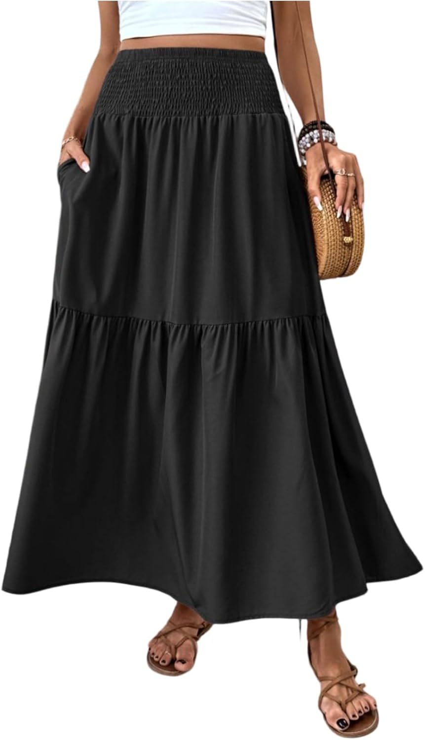 Eulalie Jupe Maxi – Jupe Longue Bohème Taille Haute avec Poches et Imprimé Floral