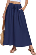 Solenne Jupe Longue – Jupe Maxi Taille Haute Fluide avec Poches Style Bohème d'Été