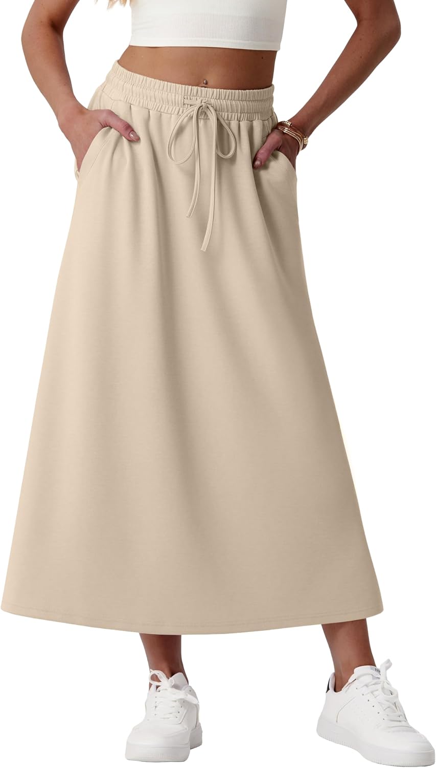 Faustine Jupe Maxi – Jupe Longue Taille Haute avec Poches en Mélange de Modal