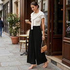 Samantha Pantalon Palazzo Fluide – Pantalon Taille Haute Léger avec Cordon de Serrage