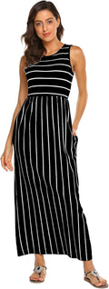 Victoire Robe Femme – Robe Longue Bohème Sans Manches avec Poches