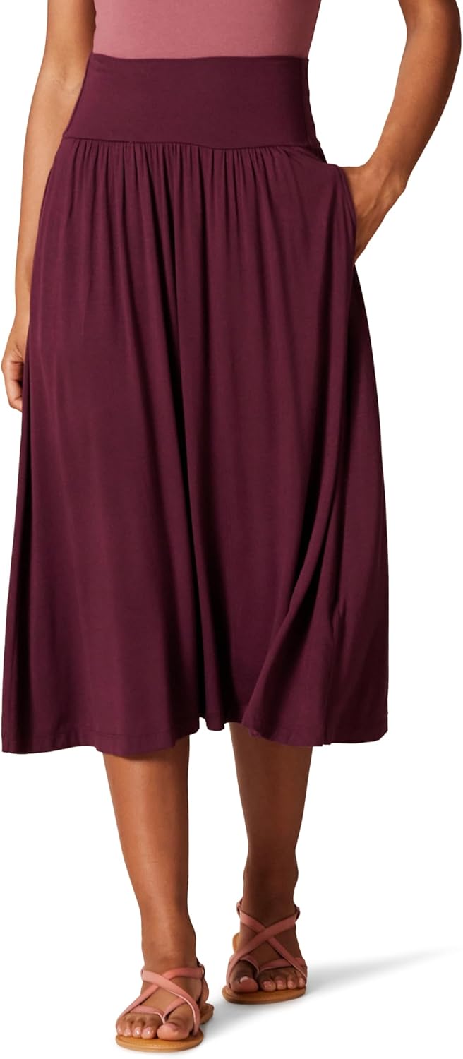 Élisabeth Jupe Midi – Jupe Pull-On en Jersey Fluide avec Poches