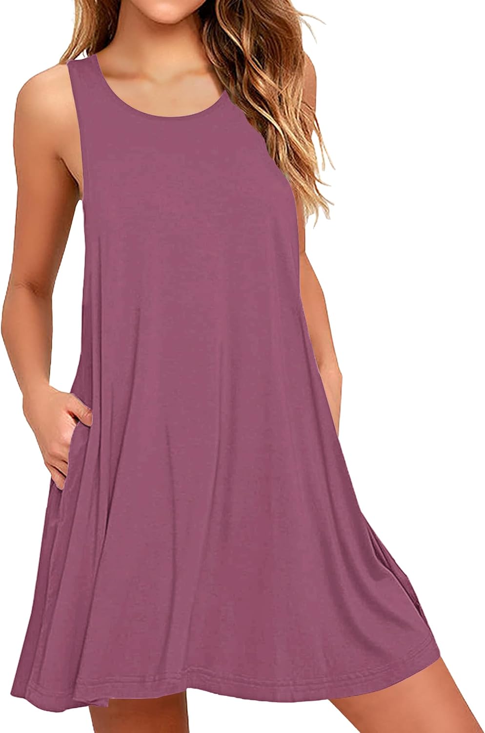 Kristine Robe Femme – Robe Courte Sans Manches à Col Rond avec Poches