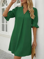 Joséphine Robe Femme – Robe Chemise à Col V avec Manches Volantées