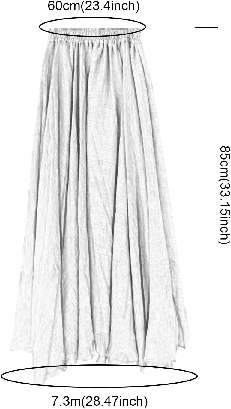 Zinnia Jupe Longue en Coton et Lin – Jupe Bohème Évasée Double Épaisseur à Taille Élastique