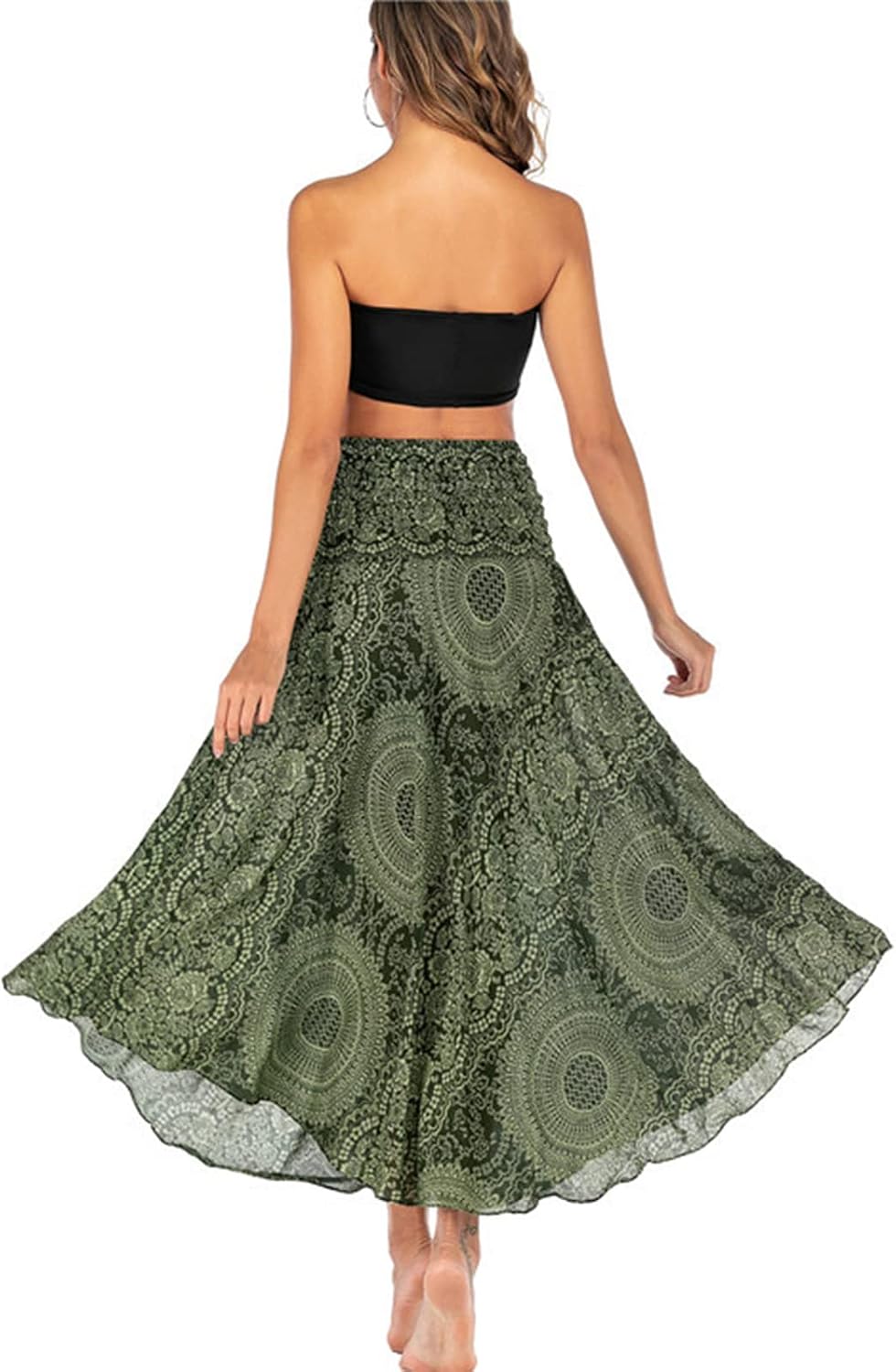 Mireille Jupe Maxi – Jupe Bohème Imprimée Convertible 2-en-1 en Viscose