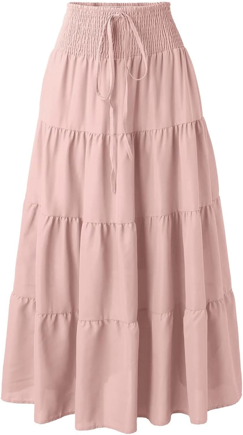 Éléna Jupe Maxi – Jupe Longue Bohème Convertible 2-en-1 Taille Smockée